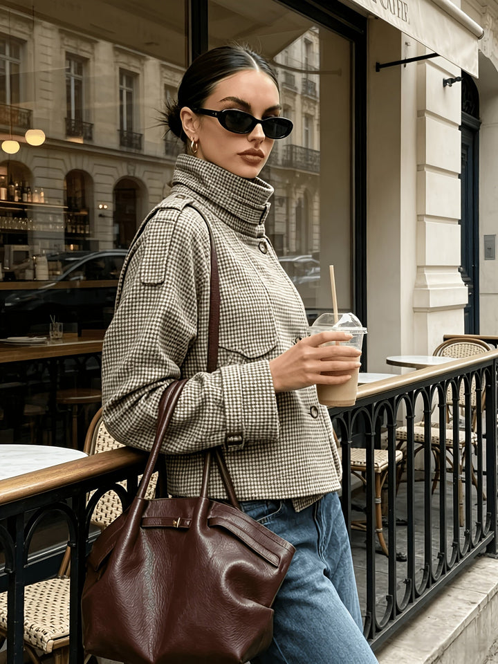Marguerite | Houndstooth Cropped Jacket