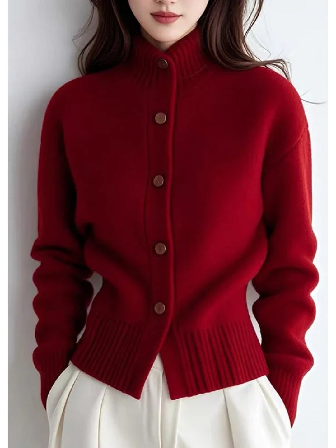 Morgan | Button-Up High-Neck Cardigan Sweater