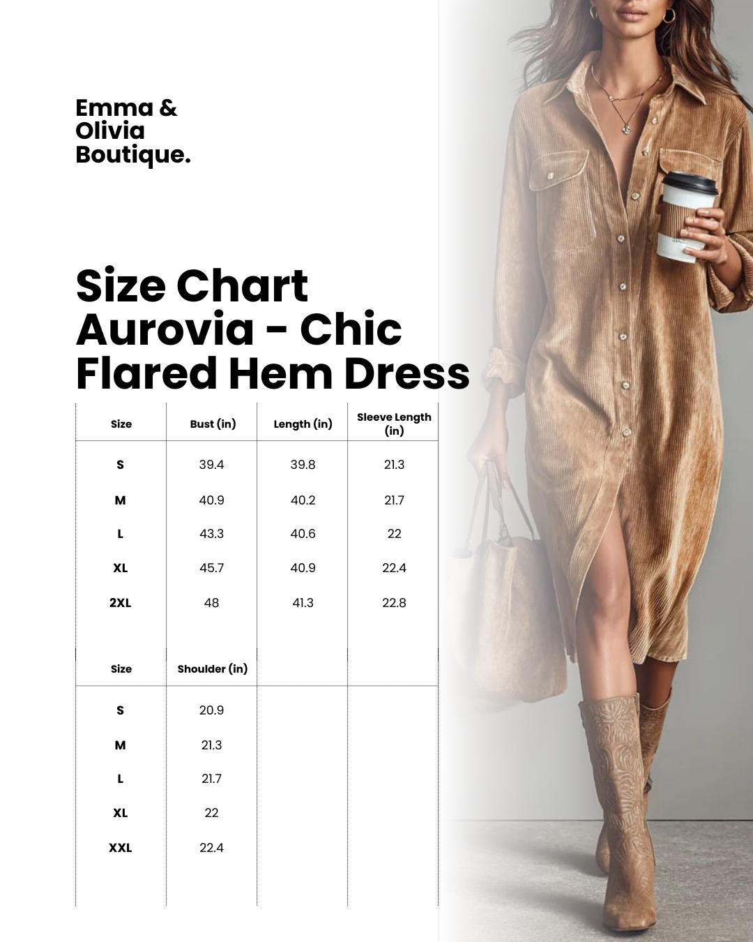 Aurovia | Flared Hem Dress with Long Sleeves