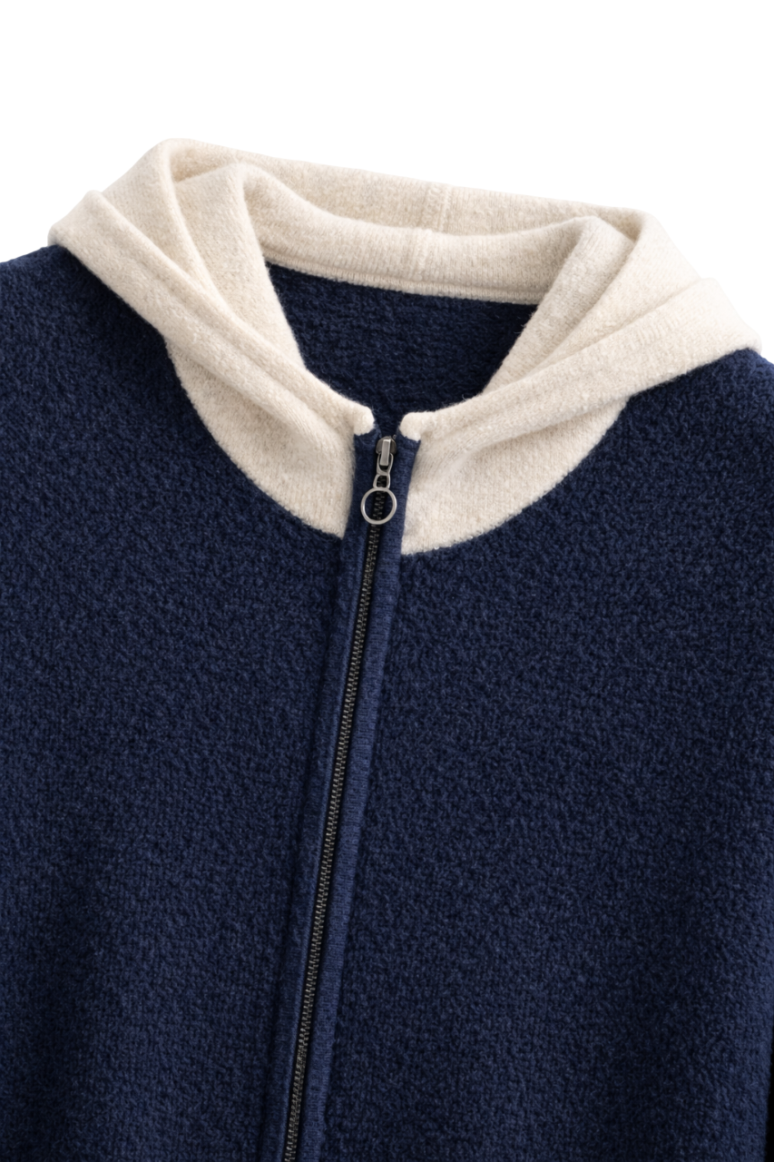 Cassian | Cashmere Zip Hoodie with Drawcord Hood