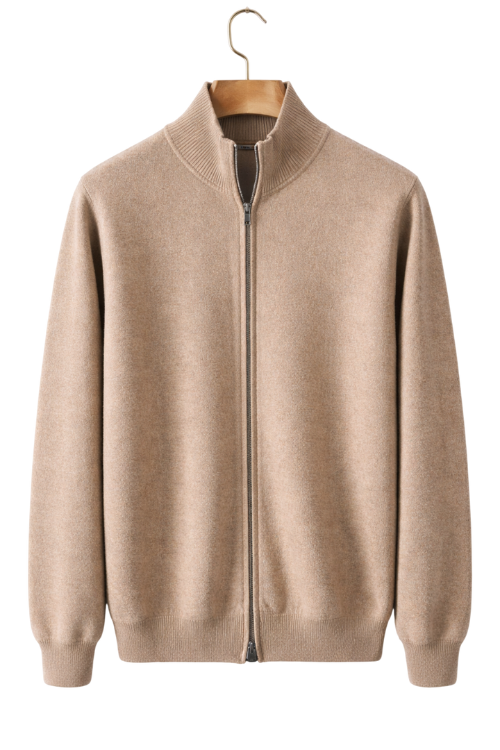 Cassian | Cashmere Wool Blend Zip Jacket, Mid-Weight