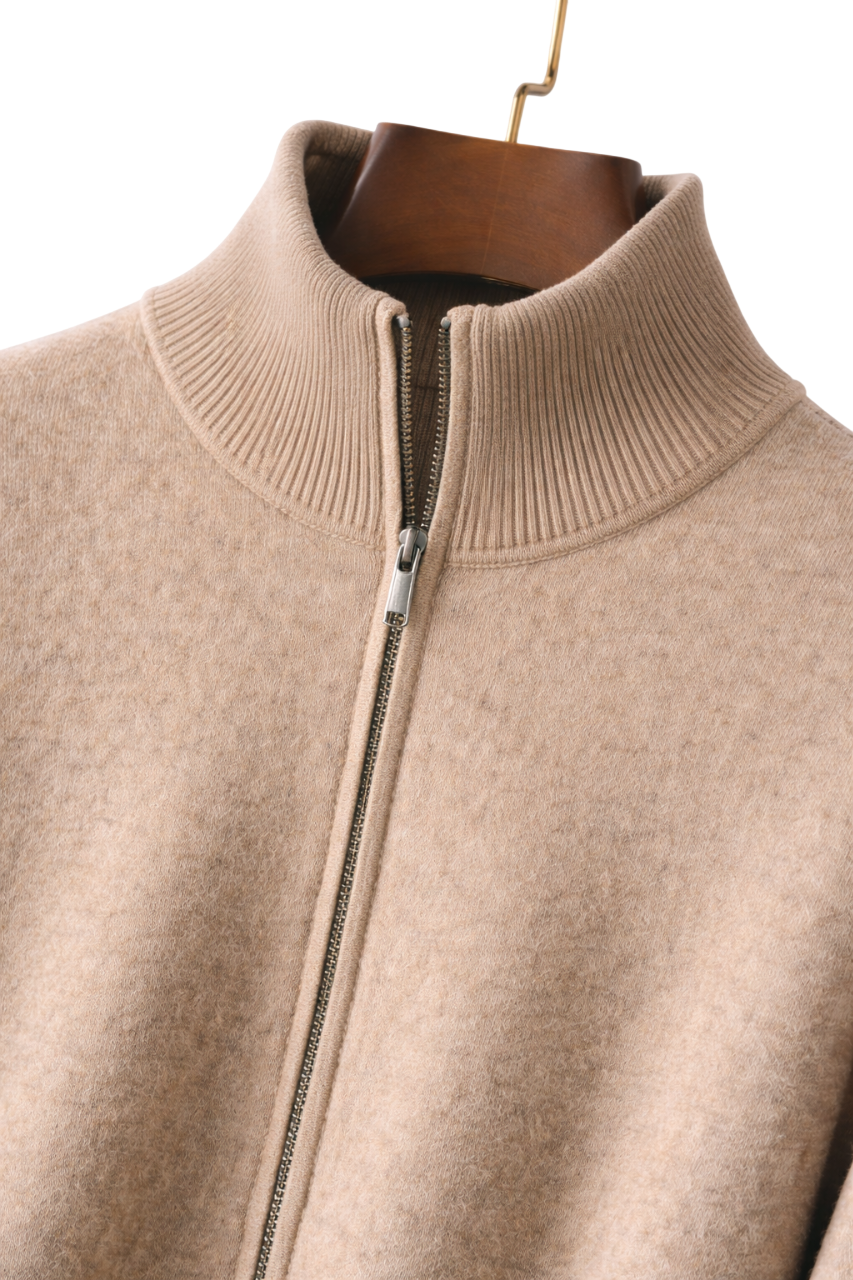 Cassian | Cashmere Wool Blend Zip Jacket, Mid-Weight