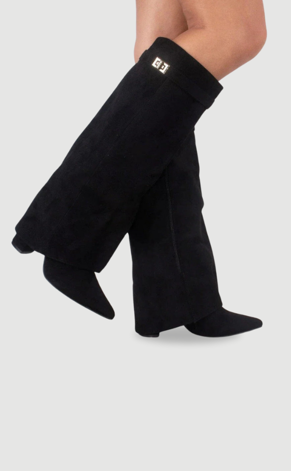 Rosalind | Suede Fold-Over Boots with Gold Clasp