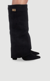Rosalind | Suede Fold-Over Boots with Gold Clasp