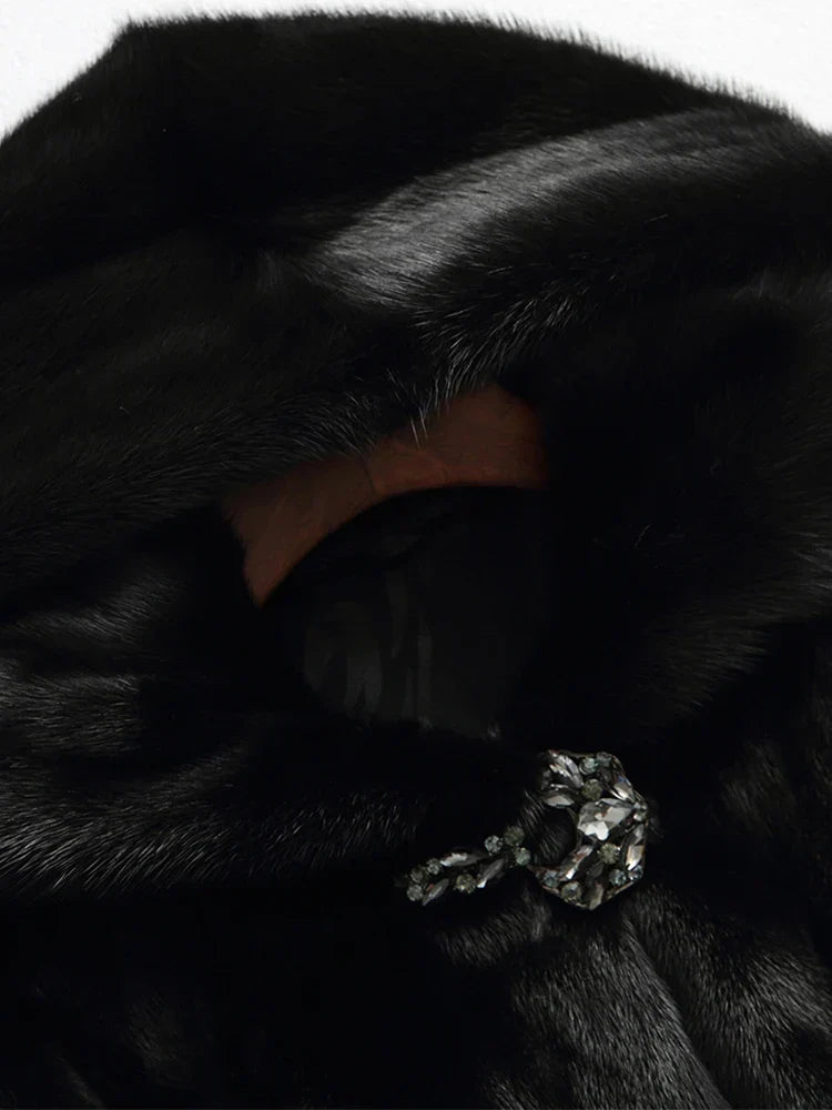 Marisette Rose | Black Faux Fur Coat with Hood