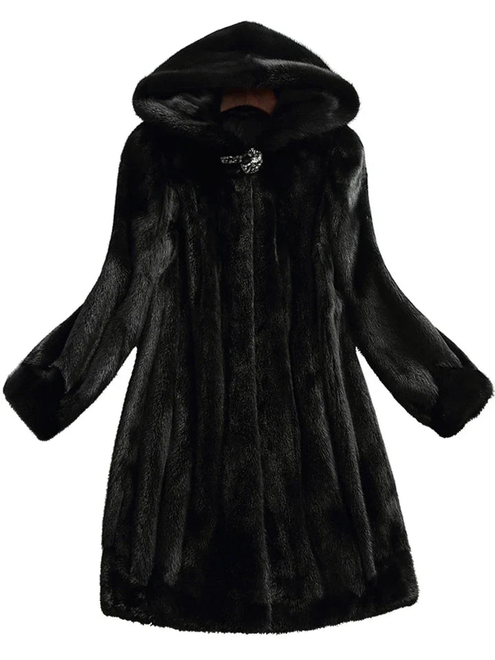 Marisette Rose | Black Faux Fur Coat with Hood