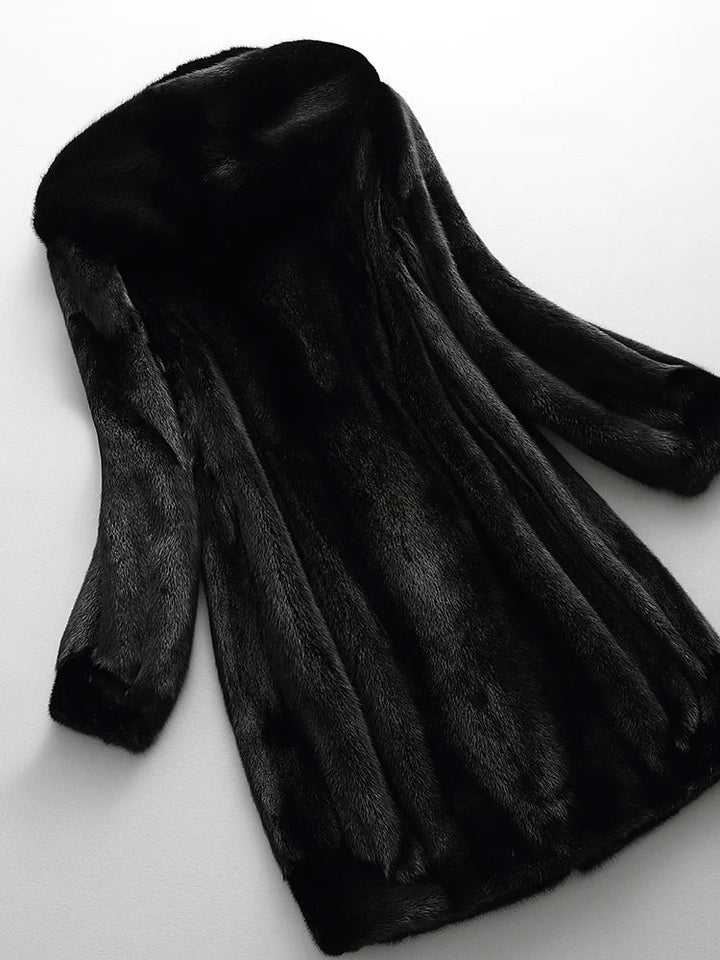 Marisette Rose | Black Faux Fur Coat with Hood