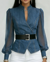 Rosalind Faye | Wrap Top with Chiffon Sleeves