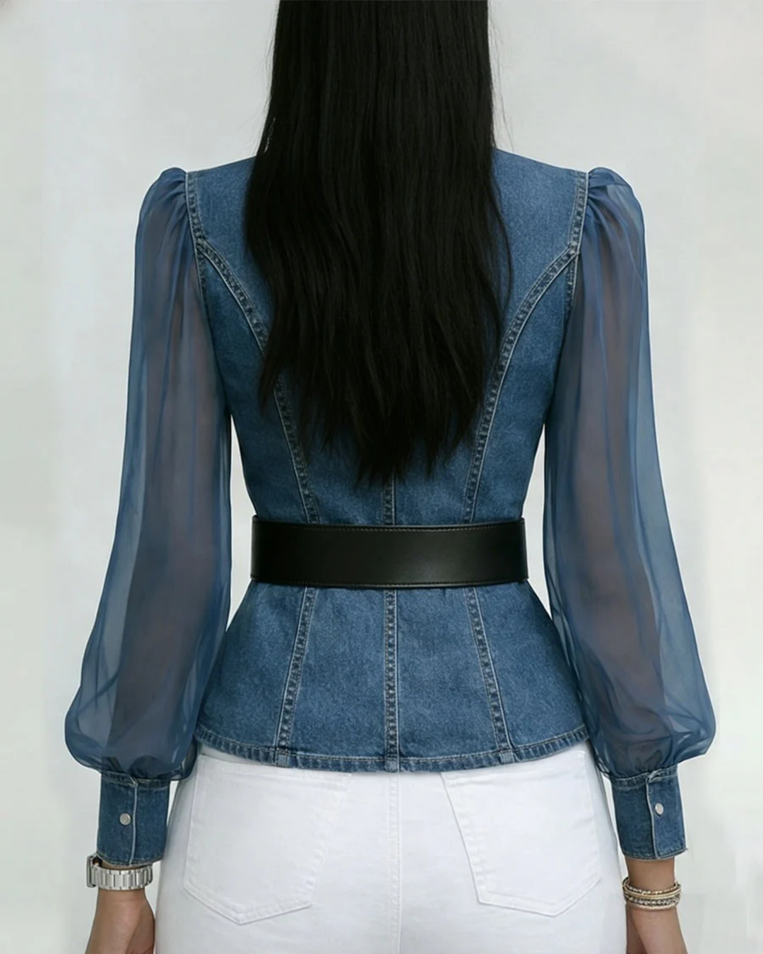 Rosalind Faye | Wrap Top with Chiffon Sleeves