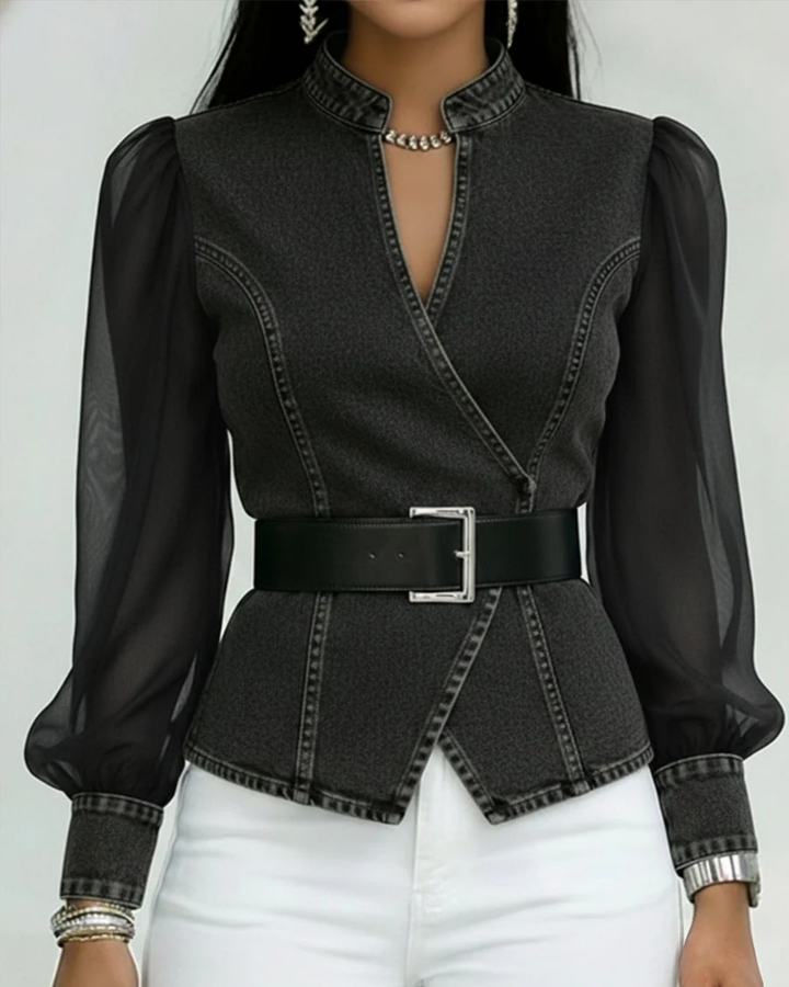 Rosalind Faye | Wrap Top with Chiffon Sleeves
