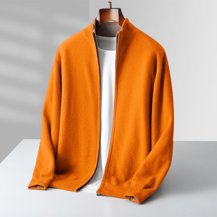 Alessandro | Cashmere Zip-Up Sweater with Ribbed Collar