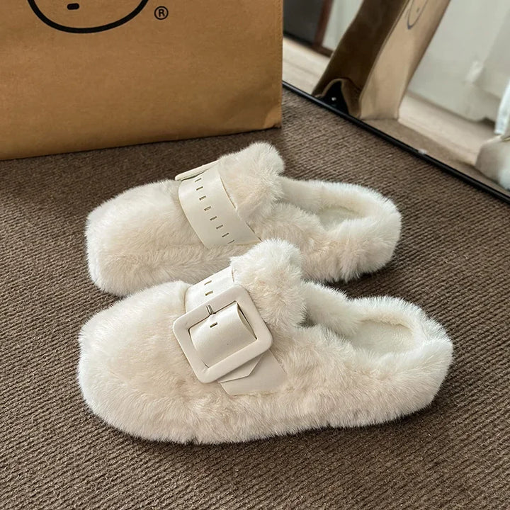 Adalyn | Curly Wool Fur Slide Mules