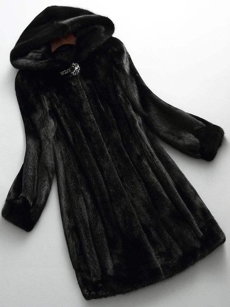 Marisette Rose | Black Faux Fur Coat with Hood