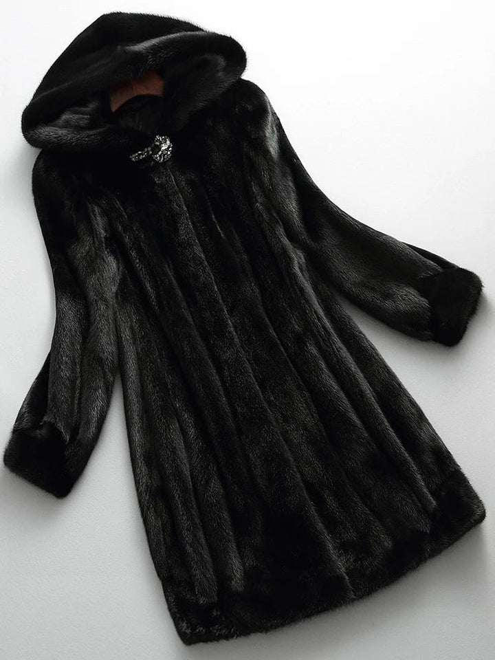 Marisette Rose | Black Faux Fur Coat with Hood