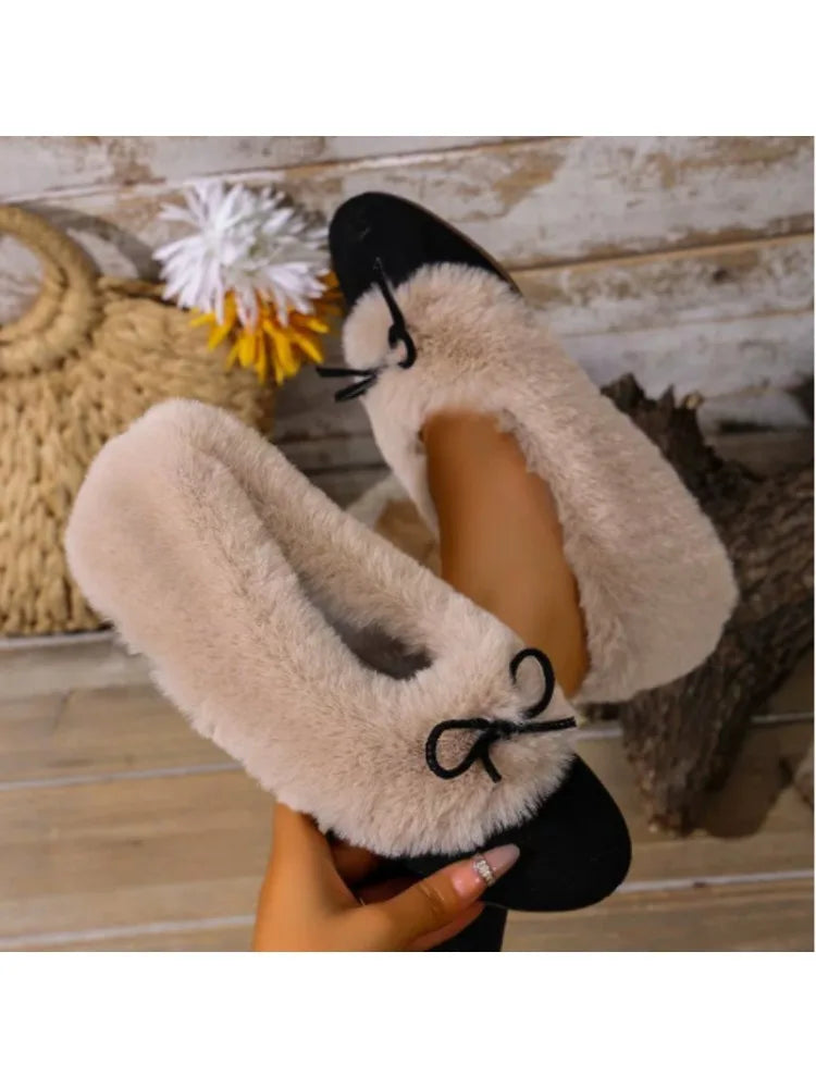 Willow Faye | Bow Tie Fur Flats