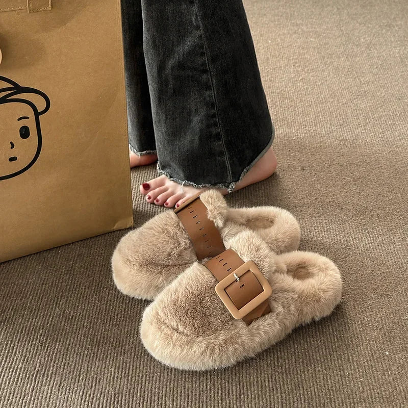 Adalyn | Curly Wool Fur Slide Mules