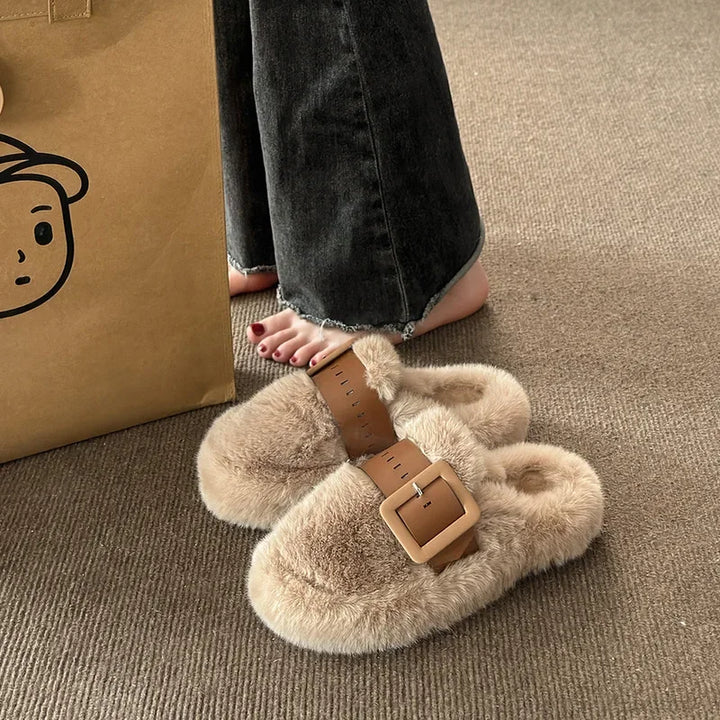 Adalyn | Curly Wool Fur Slide Mules