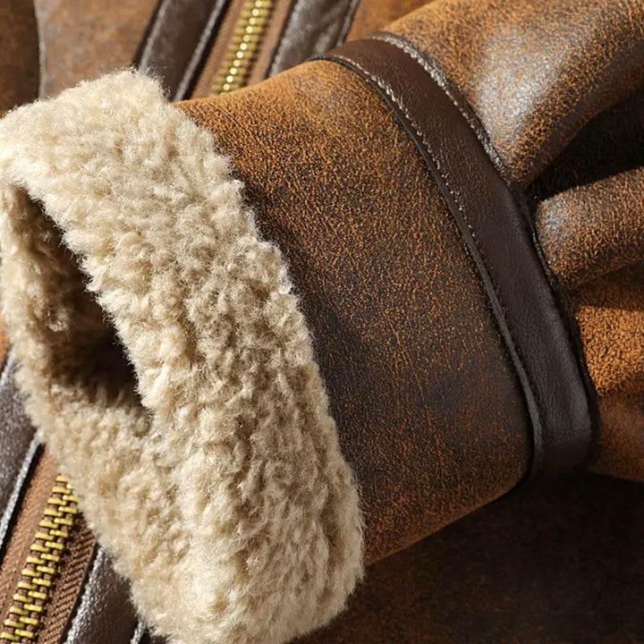 Aldrich | Suede Aviator Jacket with Shearling Lining