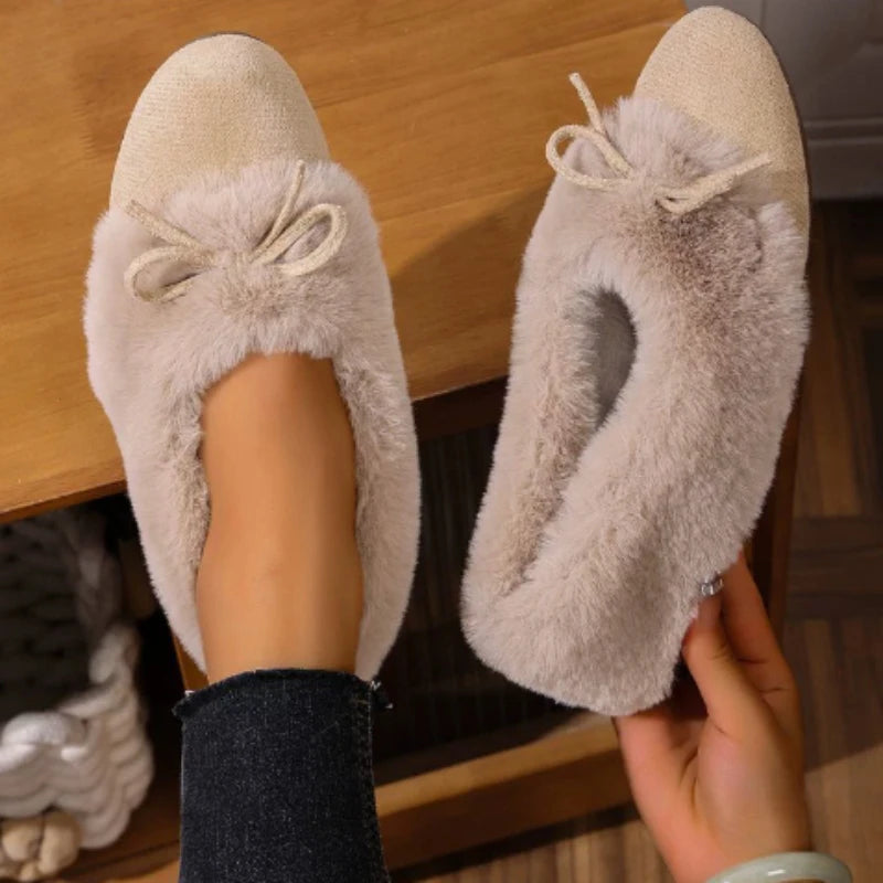Willow Faye | Bow Tie Fur Flats