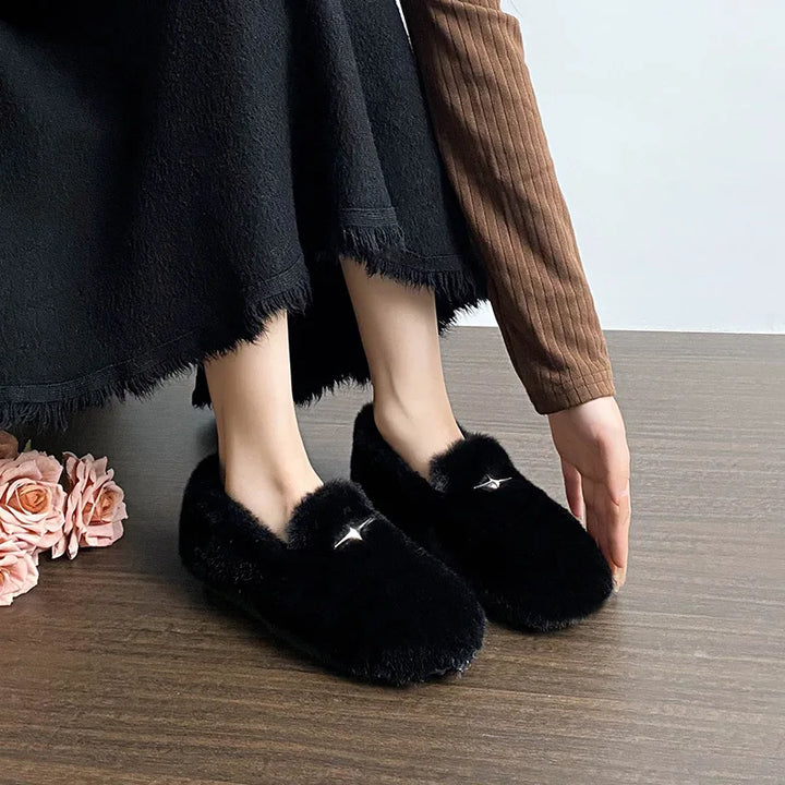 Rosalind Faye | Mink Fur Slip-On Loafers