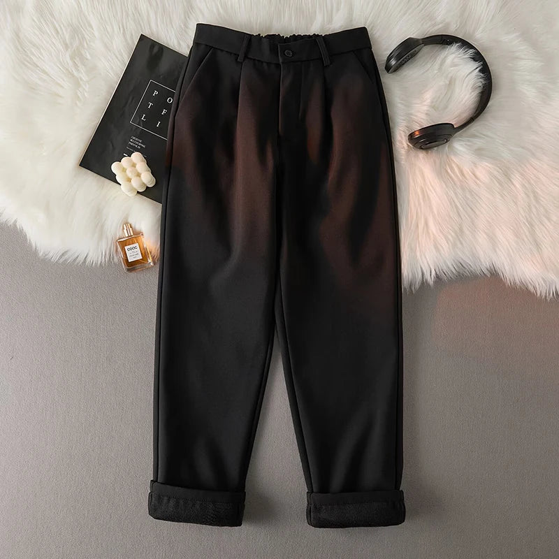 Marcus | Fleece Lined Trousers, Tapered Fit