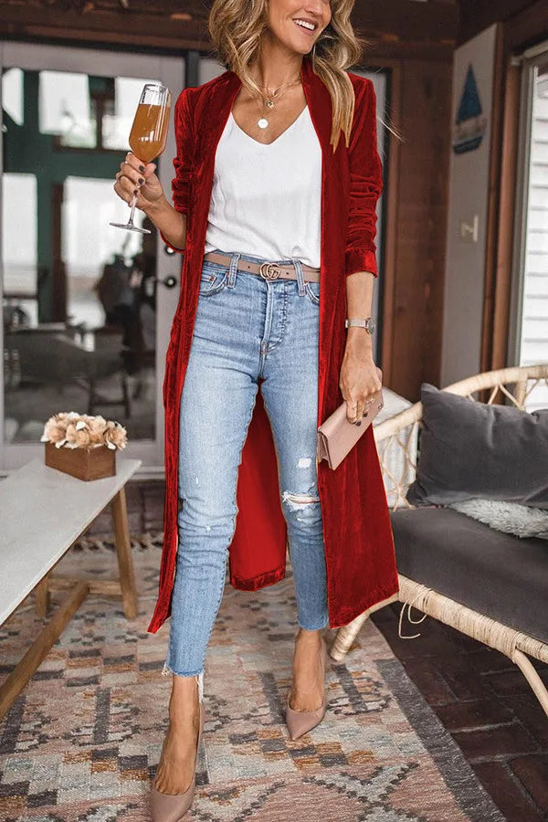 Genevra | Velvet Kimono Duster Cardigan
