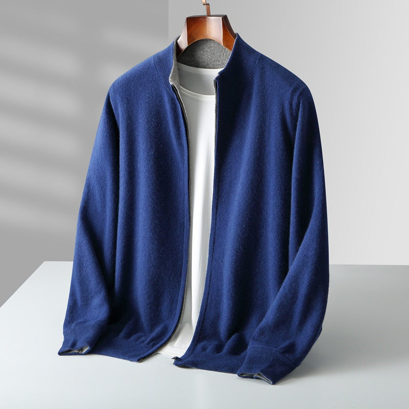 Alessandro | Cashmere Zip-Up Sweater with Ribbed Collar