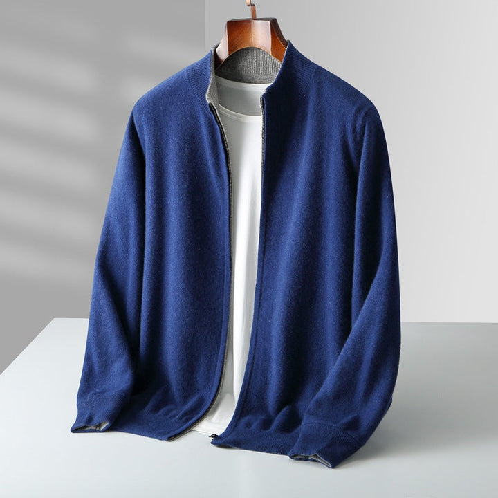Alessandro | Cashmere Zip-Up Sweater with Ribbed Collar