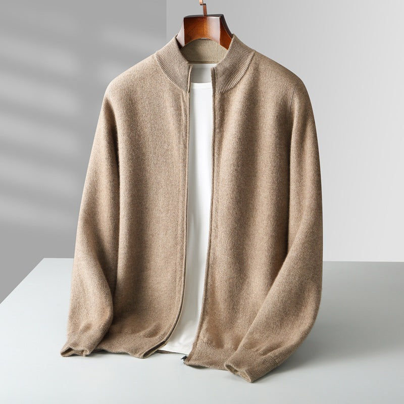 Alessandro | Cashmere Zip-Up Sweater with Ribbed Collar