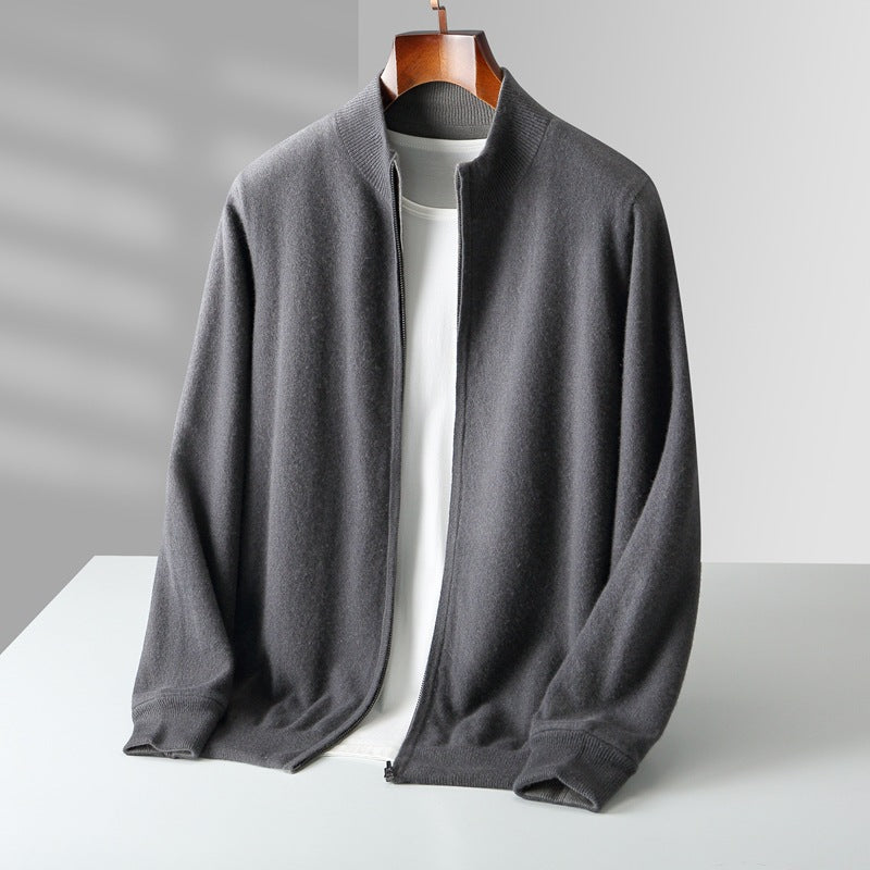 Alessandro | Cashmere Zip-Up Sweater with Ribbed Collar