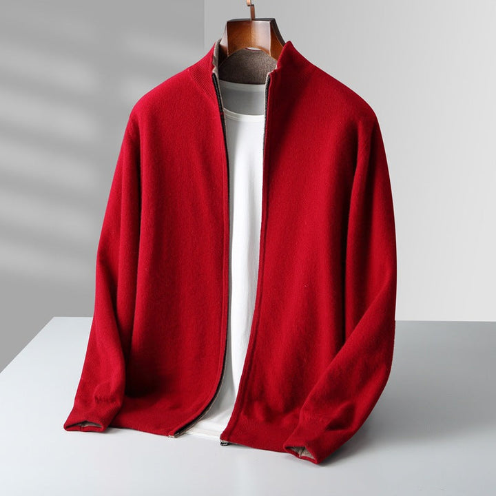 Alessandro | Cashmere Zip-Up Sweater with Ribbed Collar
