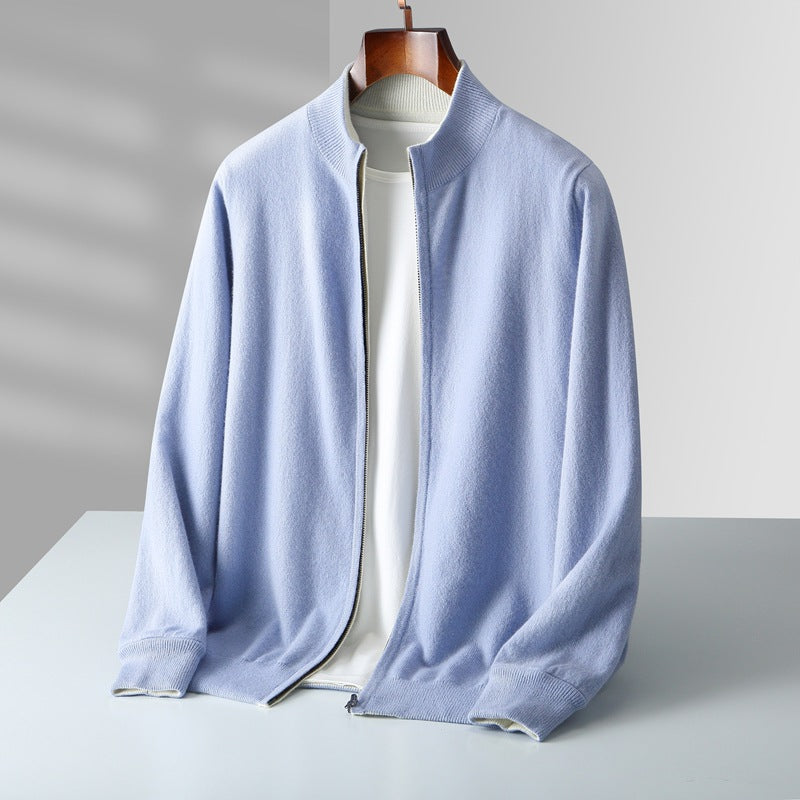 Alessandro | Cashmere Zip-Up Sweater with Ribbed Collar