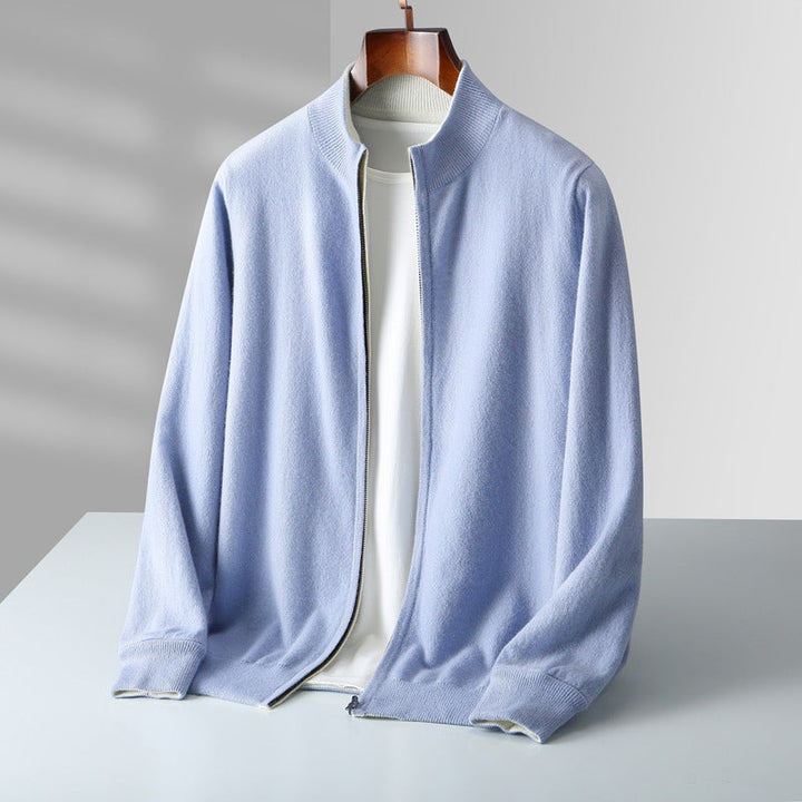 Alessandro | Cashmere Zip-Up Sweater with Ribbed Collar