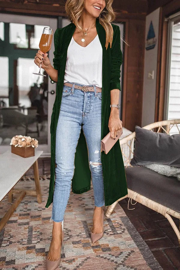 Genevra | Velvet Kimono Duster Cardigan