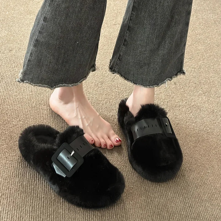 Adalyn | Curly Wool Fur Slide Mules