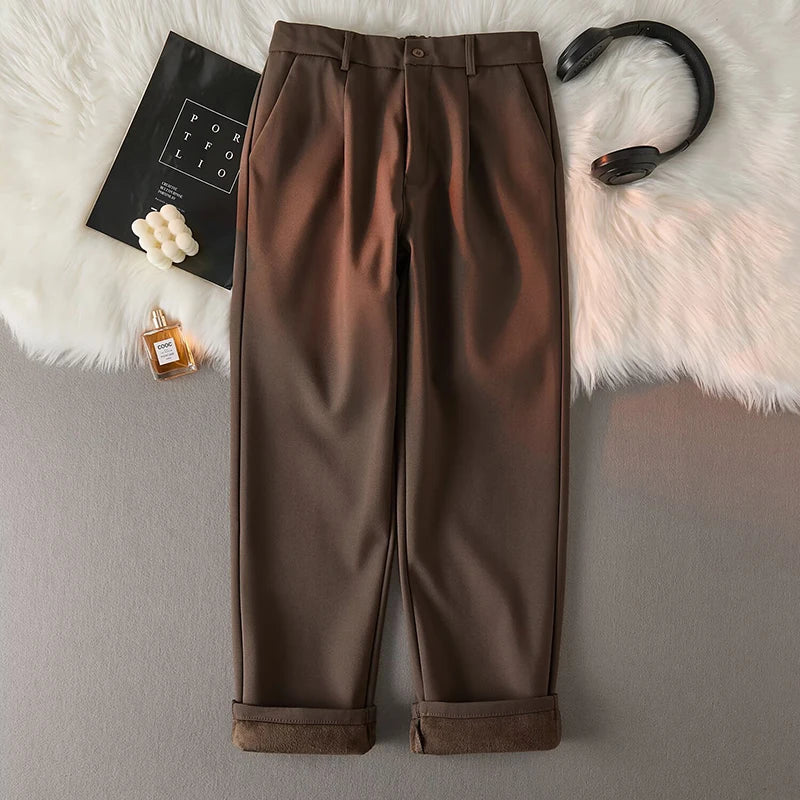 Marcus | Fleece Lined Trousers, Tapered Fit