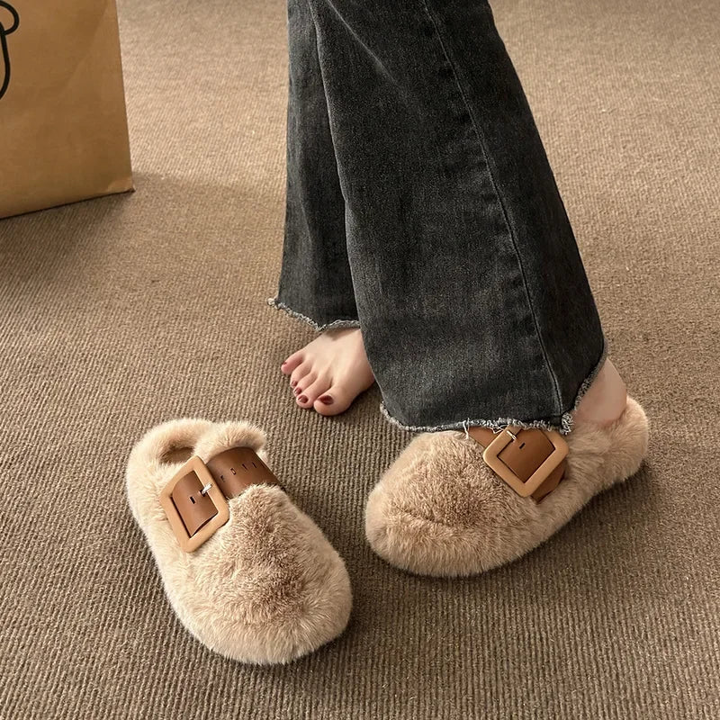 Adalyn | Curly Wool Fur Slide Mules