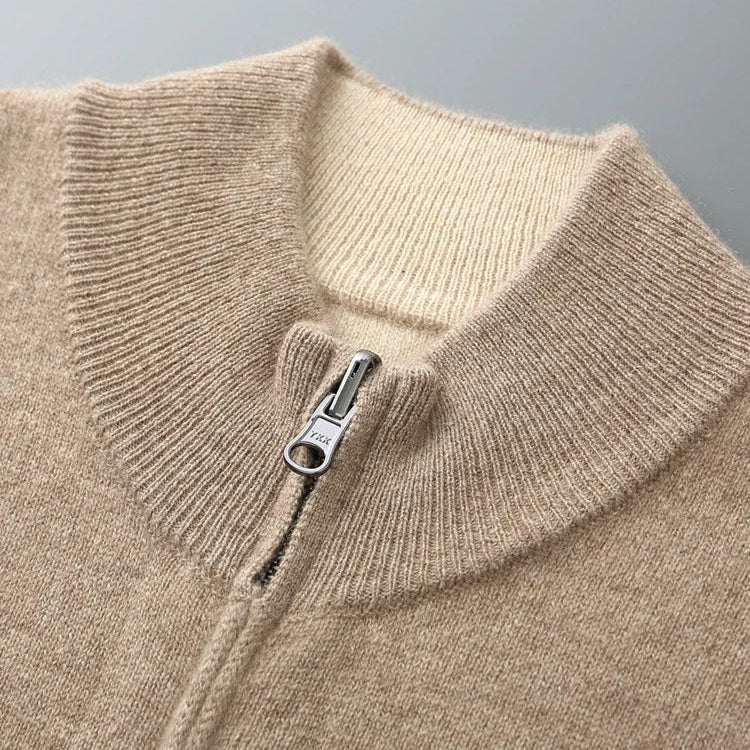 Alessandro | Cashmere Zip-Up Sweater with Ribbed Collar