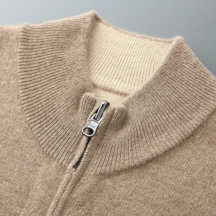 Alessandro | Cashmere Zip-Up Sweater with Ribbed Collar