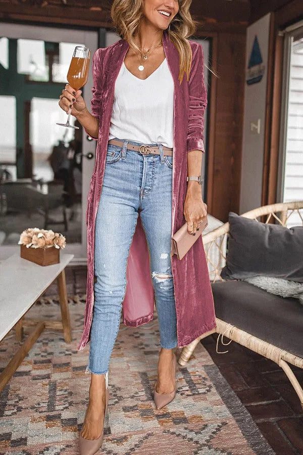 Genevra | Velvet Kimono Duster Cardigan