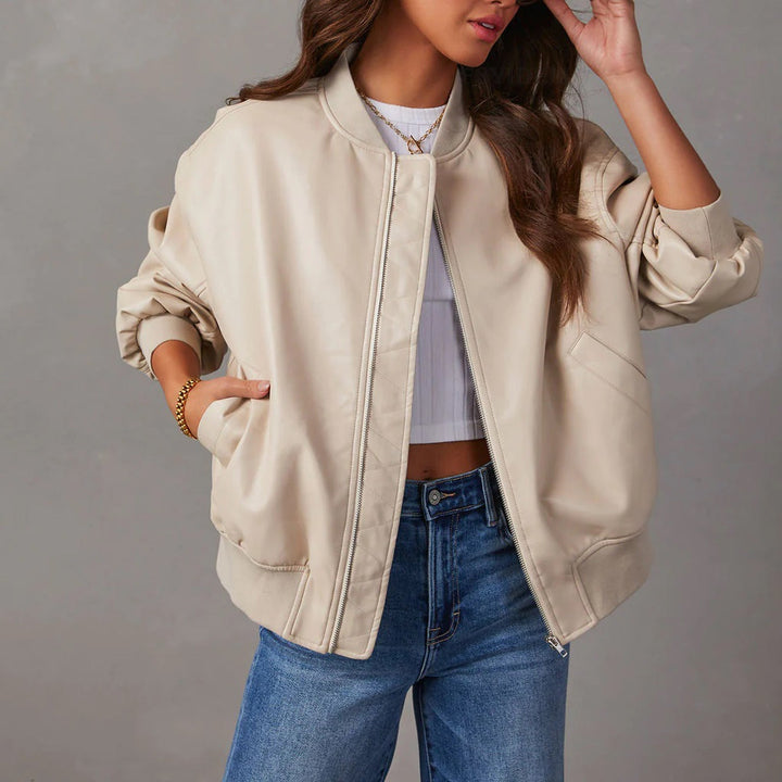Liv | Faux Leather Bomber Jacket