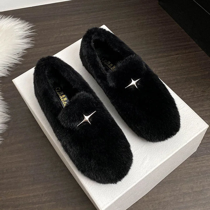 Rosalind Faye | Mink Fur Slip-On Loafers