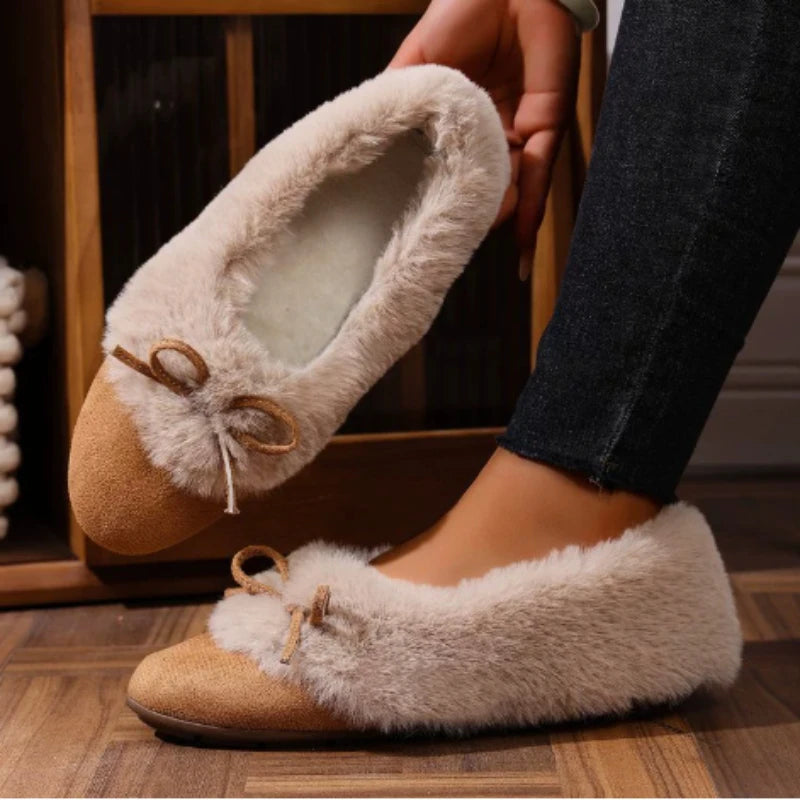 Willow Faye | Bow Tie Fur Flats