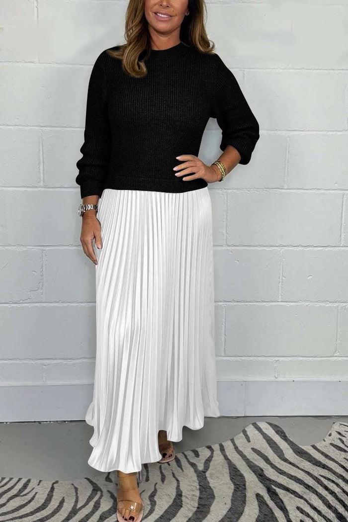 Claudia | Maxi Sweater Dress with Pleated Skirt