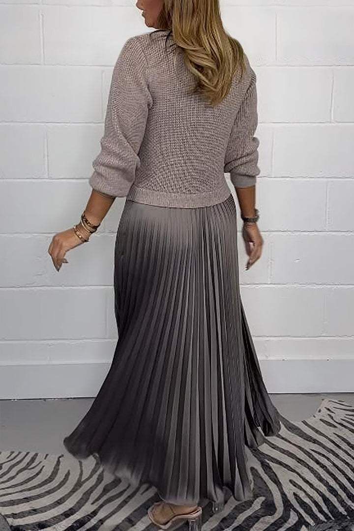 Claudia | Maxi Sweater Dress with Pleated Skirt
