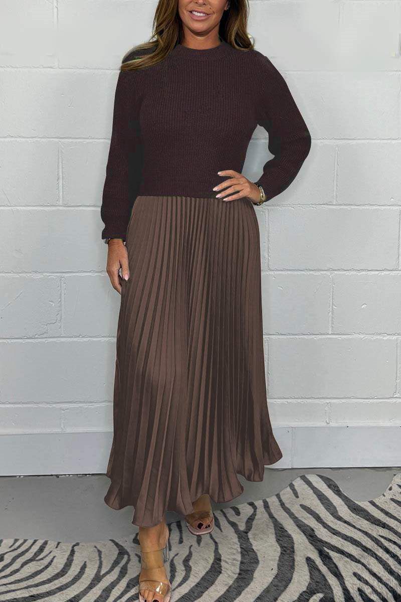 Claudia | Maxi Sweater Dress with Pleated Skirt