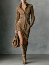 Genevra Rose | Suede Button-Front Midi Dress