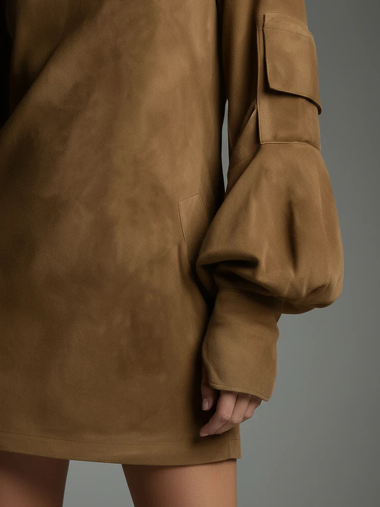 Delphine Wren | Suede Turtleneck Mini Dress