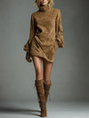 Delphine Wren | Suede Turtleneck Mini Dress