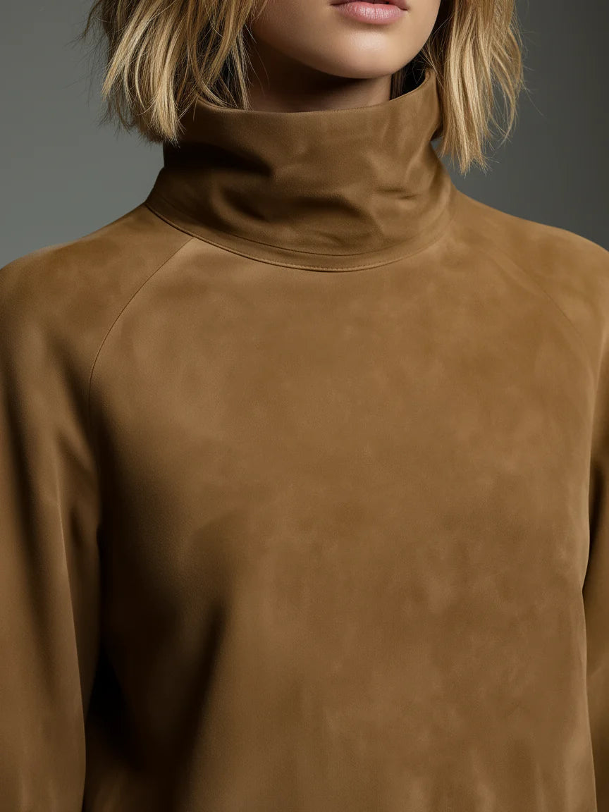 Delphine Wren | Suede Turtleneck Mini Dress